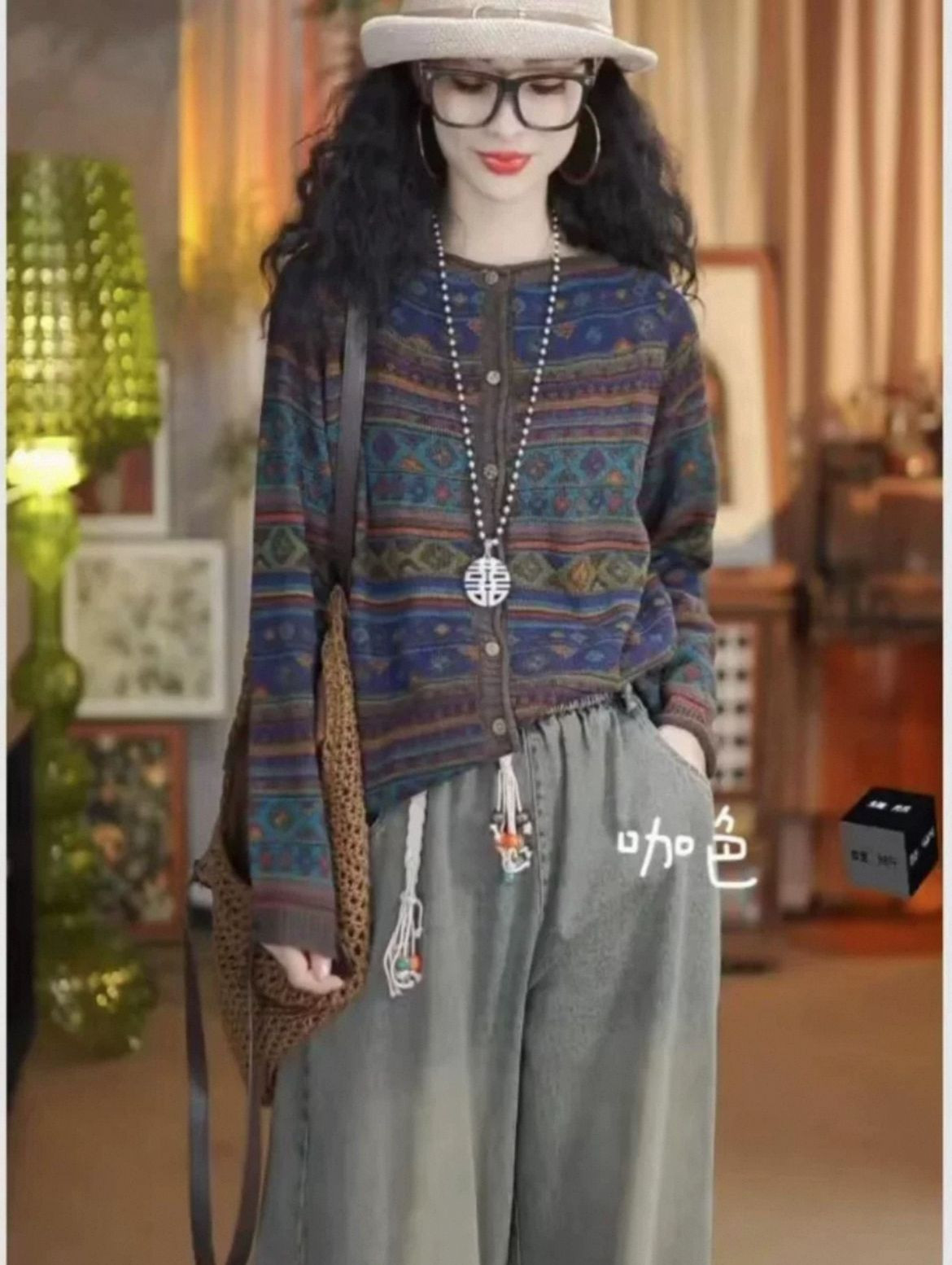 Design: Pre-autumn fashion, foreign cotton, sweater, jacket, womens bohemian design, long-sleeved knitted cardigan