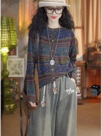 Design: Pre-autumn fashion, foreign cotton, sweater, jacket, womens bohemian design, long-sleeved knitted cardigan