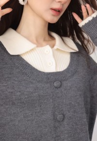 Wear a three-piece womens new design niche sweater for autumn and winter, and layer a skirt suit