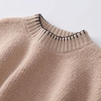 25 new long-sleeved base sweater with round neck cashmere sweater for women in autumn thickened 100 pure cashmere loose