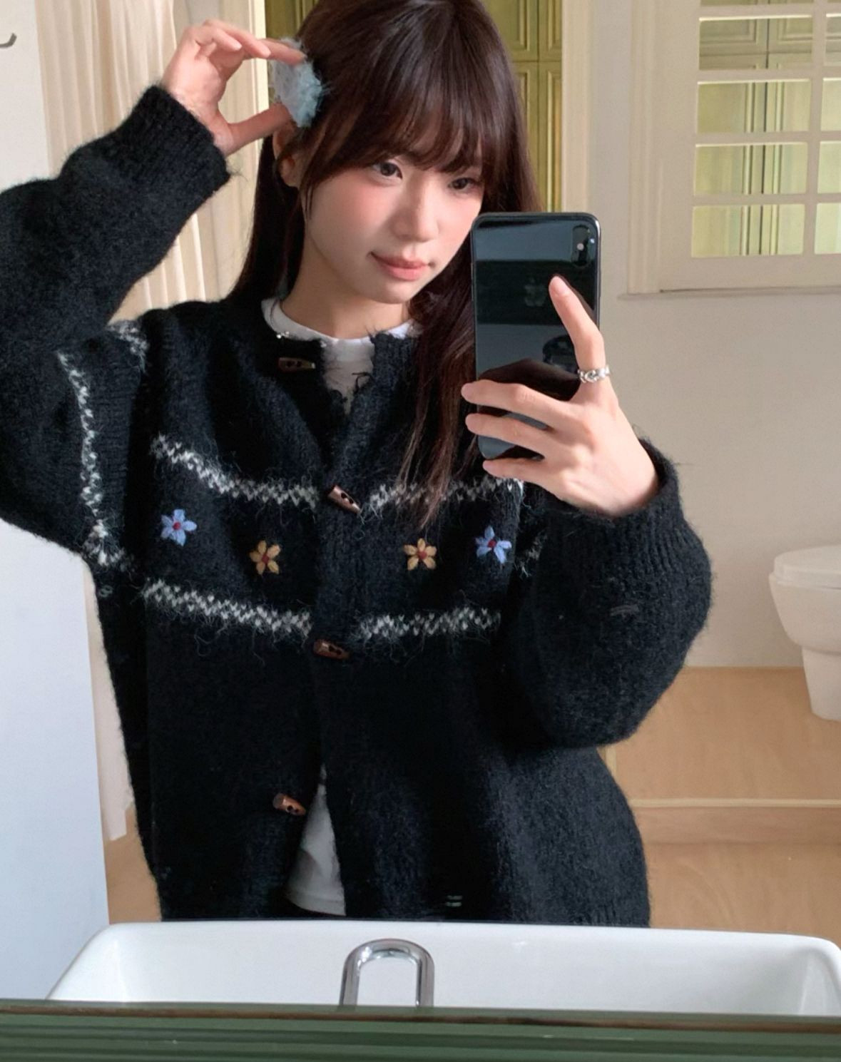 Plus size rhombic sweater, cardigan, womens autumn and winter, small fragrance sweater, fungus, lace collar, base shir