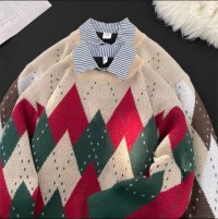Winter 2025 Original Retro Atmosphere Christmas Sweater Womens Loose Lazy Knitwear
