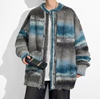 Contrasting tie-dye sweaters, mens spring and autumn trends, loose cardigan jackets, couple knits