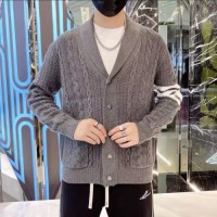 Mens patterned button sweaters, slim-fit knits, warm and stylish, customizable