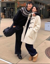 Jacquard knitted sweater, crewneck sweatshirt, couple
