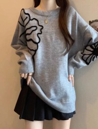 Autumn new designer catwalk, new loose pullover long sleeve sweatshirt, big design, big floral top