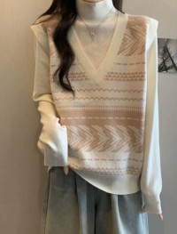 Turtleneck sweater, womens spring and autumn plus-size fake two-piece knitwear, fat mm, soft and glutinous, thin and t