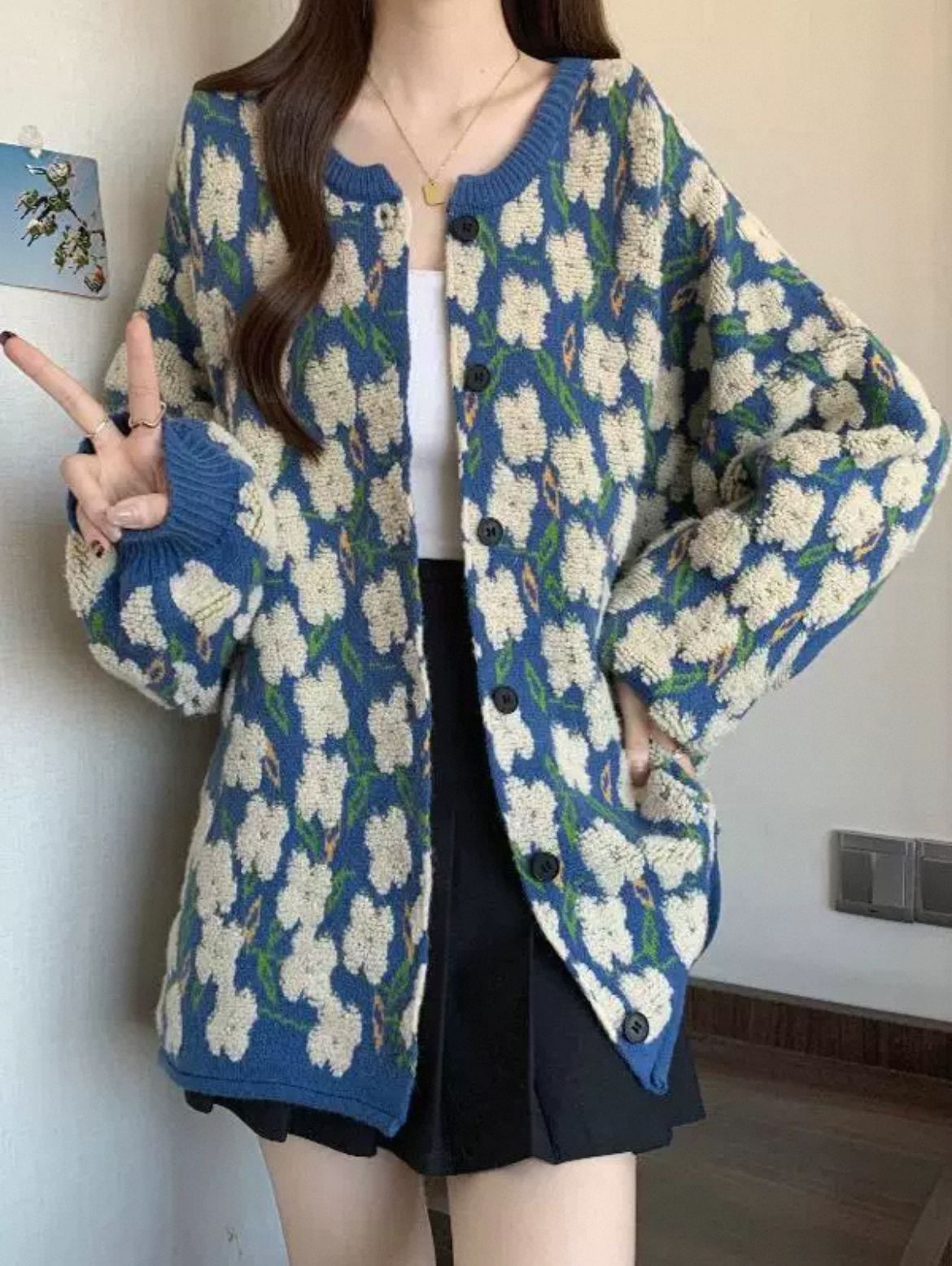 Loose lazy style jacquard sweater jacket womens spring and autumn 2025 new plus size fat mm this year popular beautifu