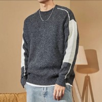 Mens patterned crewneck sweater, slim fit, warm and fashionable, customizable