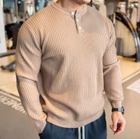 Mens sweater with buttons, stylish casual open collar, available in a variety of sizes, styles, and colors, can be cus