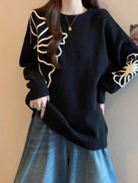 Autumn new designer catwalk, new loose pullover long sleeve sweatshirt, big design, big floral top