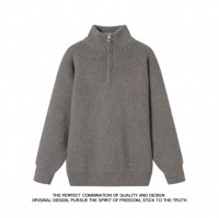 Mens zipper solid color sweater, fashionable casual round neck, available in a variety of sizes, styles, colors, and c