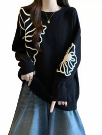 Autumn new designer catwalk, new loose pullover long sleeve sweatshirt, big design, big floral top