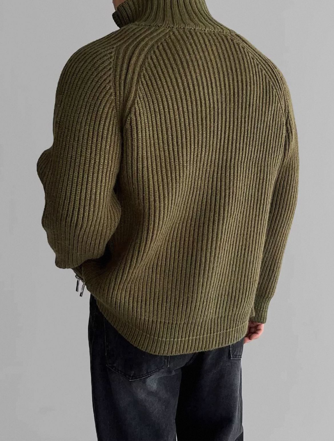 Double zipper stand-up collar knitted cardigan mens spring Korean style fashion fashion simple warm light familiar sty