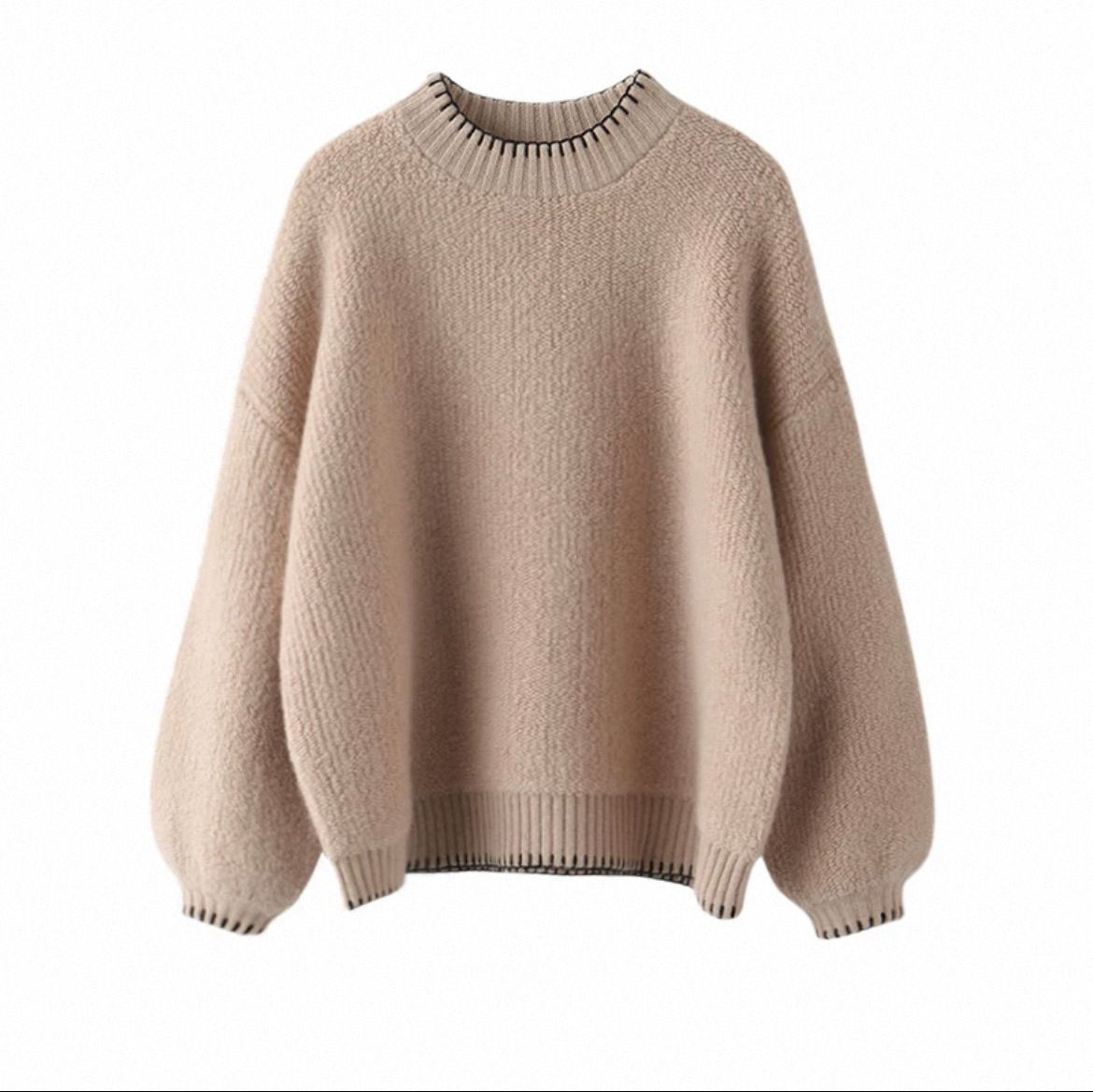 25 new long-sleeved base sweater with round neck cashmere sweater for women in autumn thickened 100 pure cashmere loose