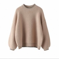 25 new long-sleeved base sweater with round neck cashmere sweater for women in autumn thickened 100 pure cashmere loose