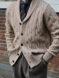 Coarse twist knitted cardigan mens 2025 Cruise 2025 thick jacket korean retro lazy sweater casual roll-neck sweater