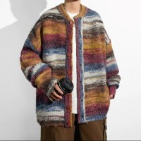 Contrasting tie-dye sweaters, mens spring and autumn trends, loose cardigan jackets, couple knits