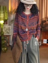 Design: Pre-autumn fashion, foreign cotton, sweater, jacket, womens bohemian design, long-sleeved knitted cardigan