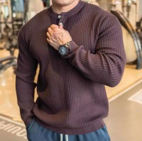 Mens sweater with buttons, stylish casual open collar, available in a variety of sizes, styles, and colors, can be cus