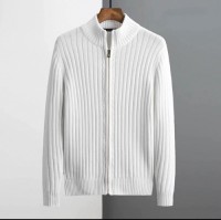 Mens solid zippered pleated tops, slim-fit knits, warm and stylish sweaters, customizable