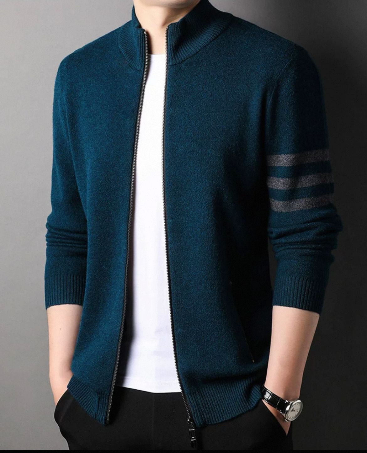 Mens solid zip tops, slim fit knits, warm and stylish sweaters, customizable