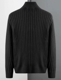 Mens solid zippered pleated tops, slim-fit knits, warm and stylish sweaters, customizable