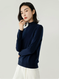 Half-high neck solid color fashion versatile mid-neck pullover cashmere sweater womens knit sweater long sleeve base l