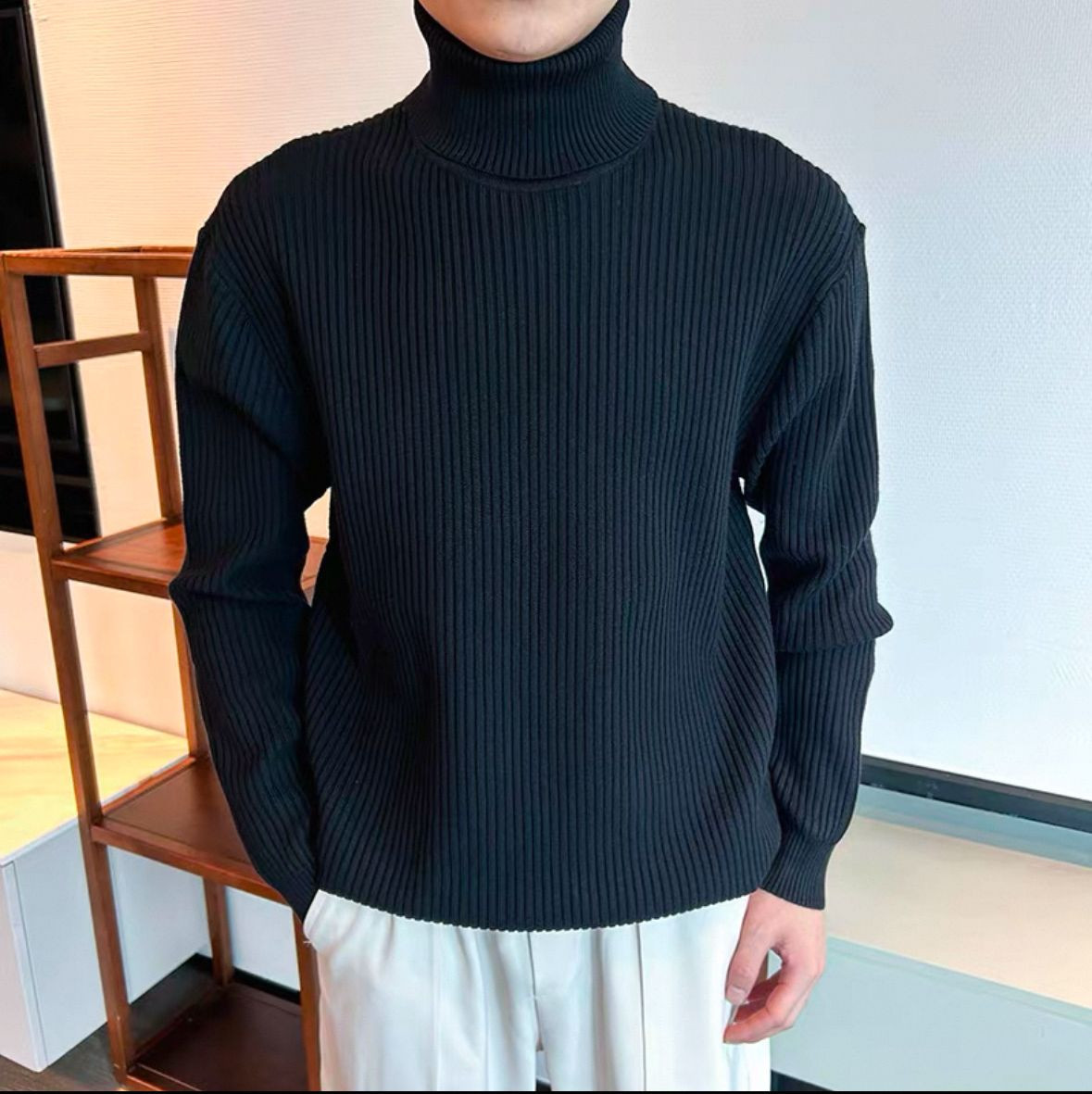 Mens solid color sweaters, high crew neck sweaters, fashionable, casual, available in a variety of sizes, styles, colo