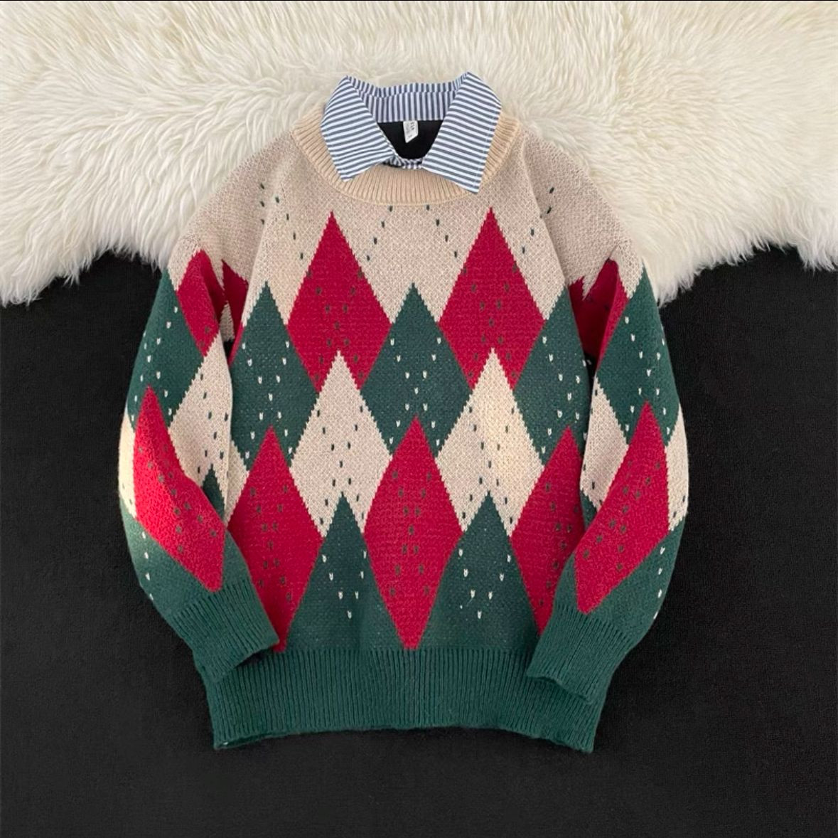 Winter 2025 Original Retro Atmosphere Christmas Sweater Womens Loose Lazy Knitwear