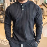 Mens sweater with buttons, stylish casual open collar, available in a variety of sizes, styles, and colors, can be cus