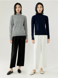 Half-high neck solid color fashion versatile mid-neck pullover cashmere sweater womens knit sweater long sleeve base l