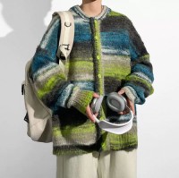 Contrasting tie-dye sweaters, mens spring and autumn trends, loose cardigan jackets, couple knits