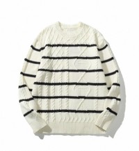 2025 New Casual Sweater Stripes Contrast Loose Lazy Trend Long Sleeve Mens Spring/Summer Knitwear