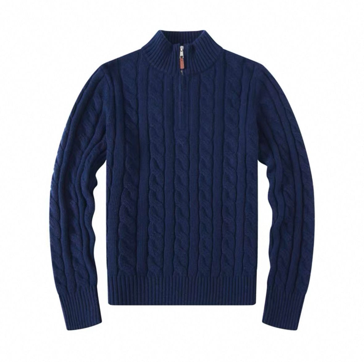 Mens twist solid color zipper sweater, fashionable, casual, available in a variety of sizes, styles, colors, and custo