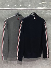 2025 Spring and Autumn New tb Long Sleeve Knitted Cardigan V-neck Loose Jacket Webbing Thin College Style Sweater