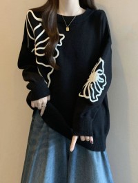 Autumn new designer catwalk, new loose pullover long sleeve sweatshirt, big design, big floral top
