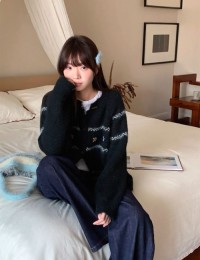 Plus size rhombic sweater, cardigan, womens autumn and winter, small fragrance sweater, fungus, lace collar, base shir