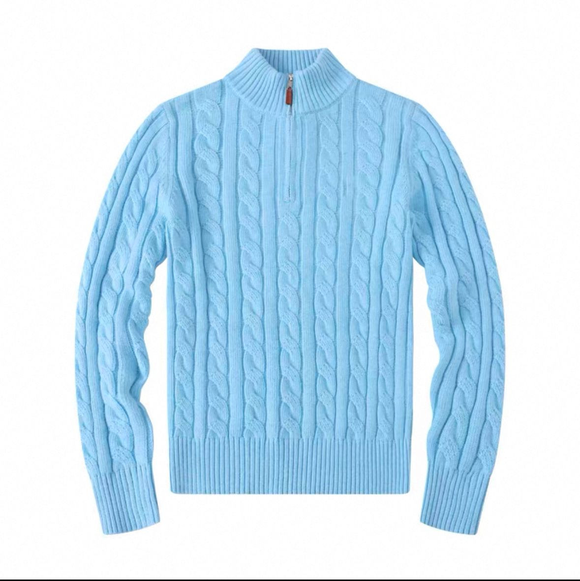 Mens twist solid color zipper sweater, fashionable, casual, available in a variety of sizes, styles, colors, and custo