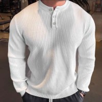 Mens sweater with buttons, stylish casual open collar, available in a variety of sizes, styles, and colors, can be cus