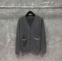 2025 Spring and Autumn New tb Long Sleeve Knitted Cardigan V-neck Loose Jacket Webbing Thin College Style Sweater