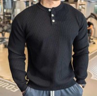 Mens sweater with buttons, stylish casual open collar, available in a variety of sizes, styles, and colors, can be cus