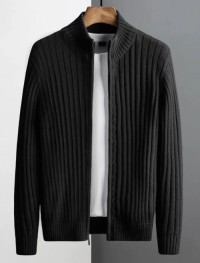 Mens solid zippered pleated tops, slim-fit knits, warm and stylish sweaters, customizable