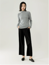Half-high neck solid color fashion versatile mid-neck pullover cashmere sweater womens knit sweater long sleeve base l
